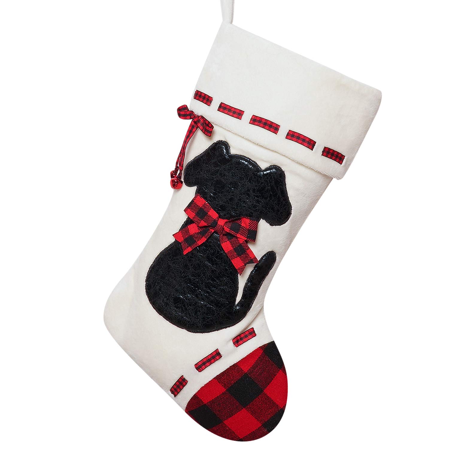 19'' Oversized Handmade Christmas Stocking for Dogs - 3D Leather Dog Pattern Pet Stocking Hanging Decor for Fireplace, Holiday Party & Family Gatherings - Perfect Pet Gift for Xmas & Festive Season Decorations