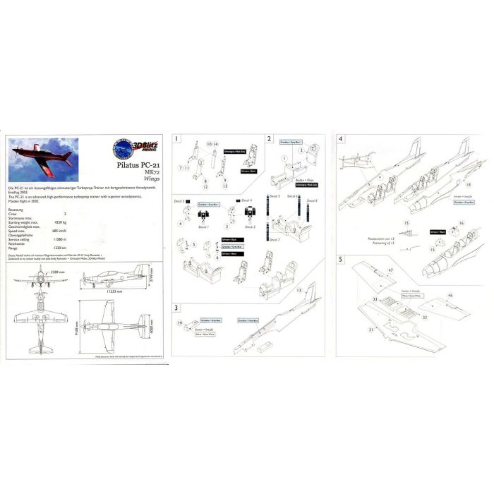 1/72 Pilatus PC-21 Plastic Model Kit - 3D Blitz 72101 with Authentic Australian Decals | Perfect for Aviation Enthusiasts & Scale Model Collectors