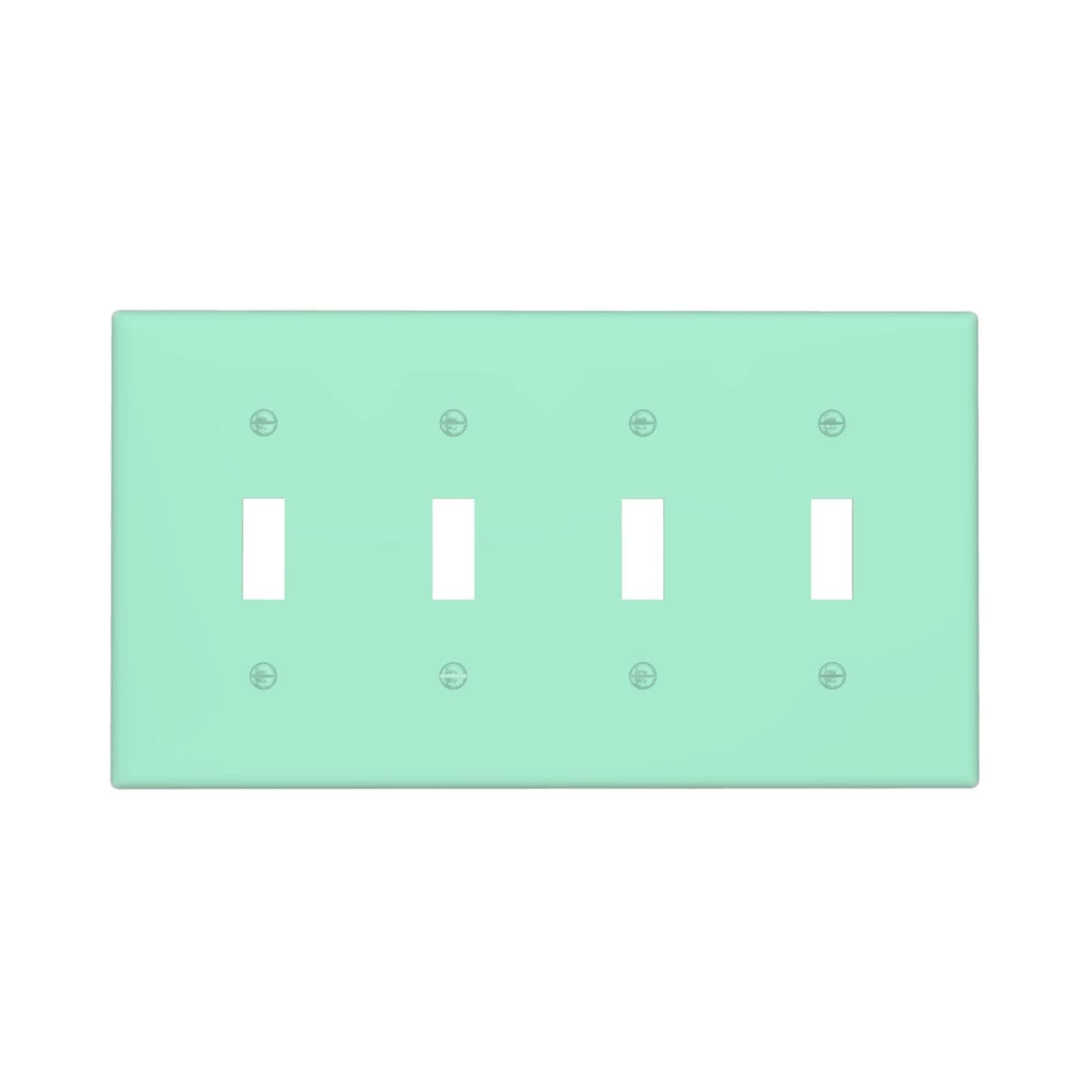 Mint Green Light Switch Cover Plate - Decorative 4 Gang Toggle Wall Plate (8