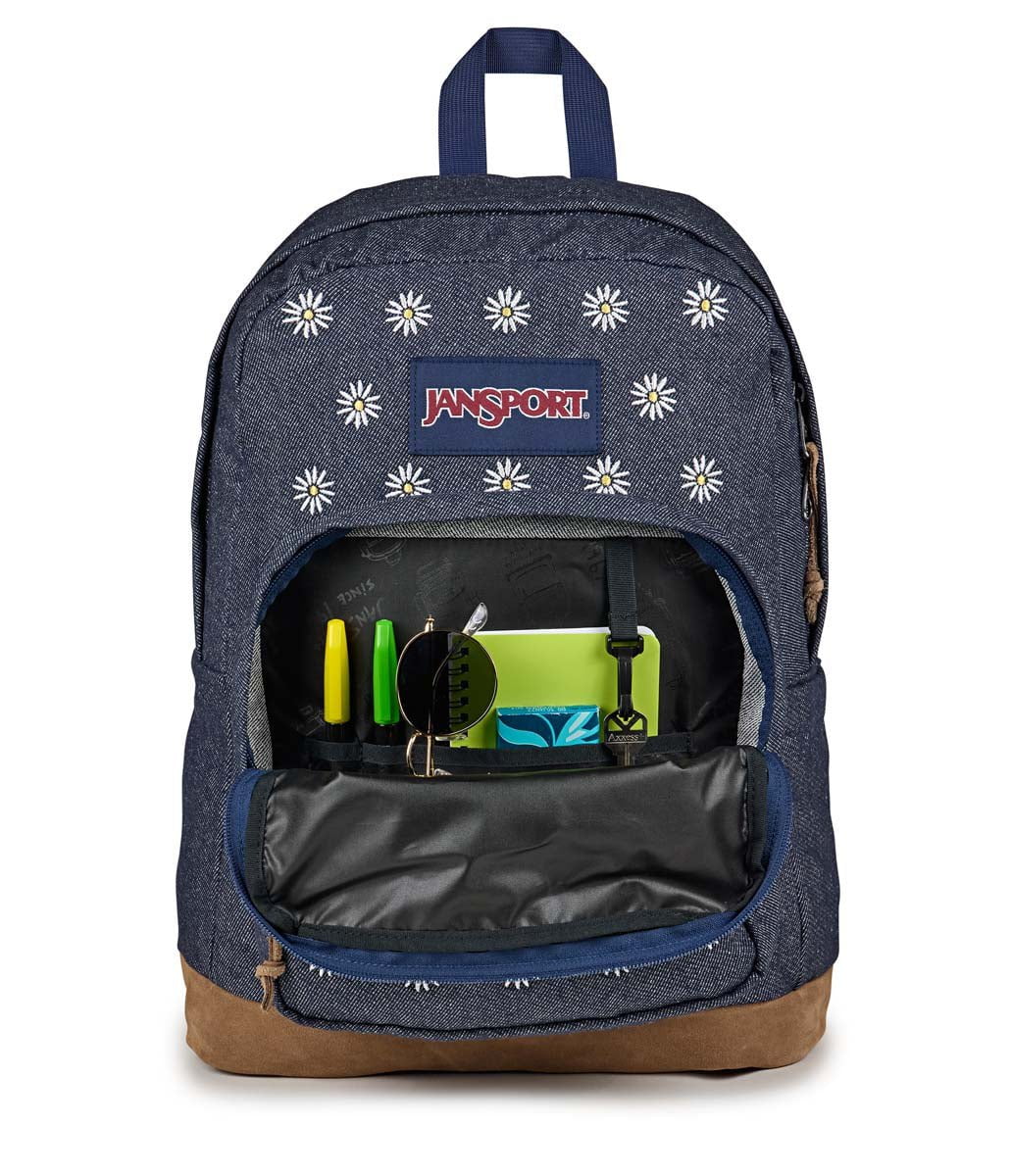 JanSport Right Pack Expressions Embroidered Denim Dark Backpack - Stylish School & Travel Laptop Bag for Students & Professionals