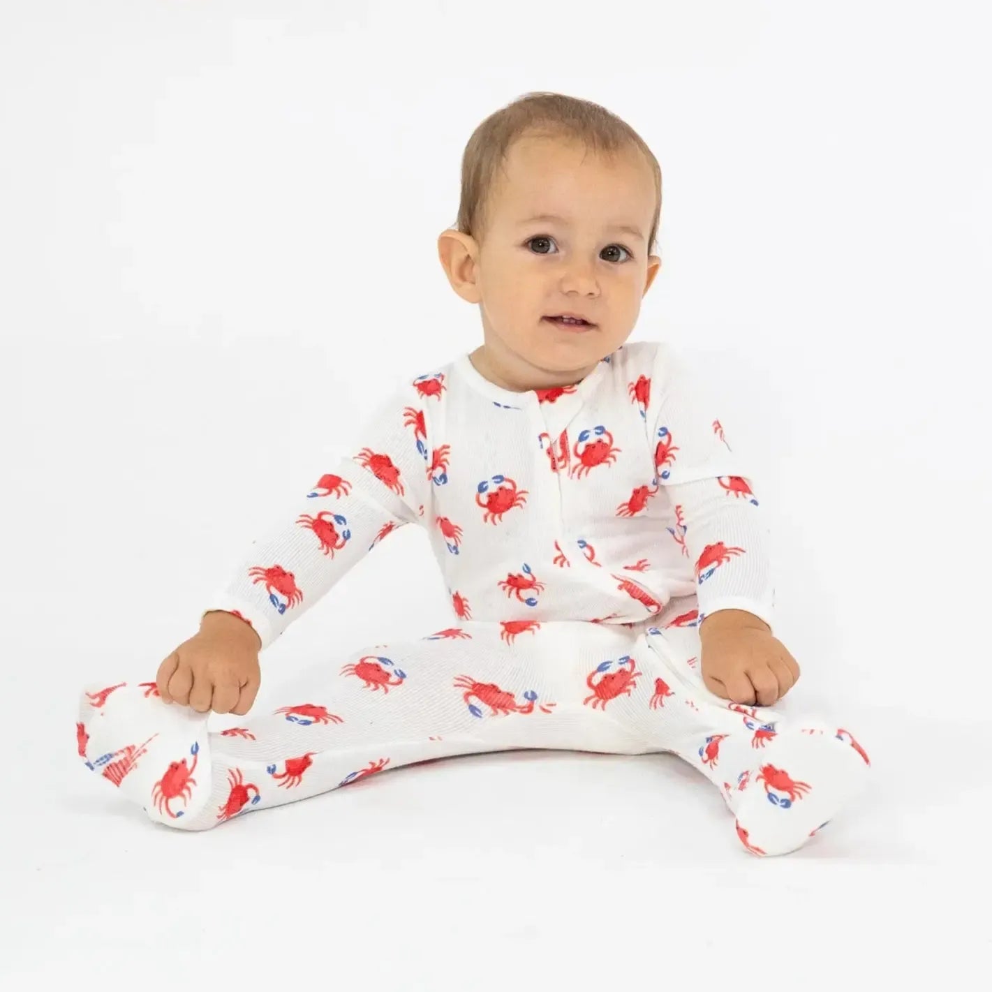 Angel Dear Two-Way Zipper Footie Pajamas - Crabby Cuties Design | Soft Baby Sleepwear for Boys & Girls | Perfect for Nursery, Bedtime & Playtime