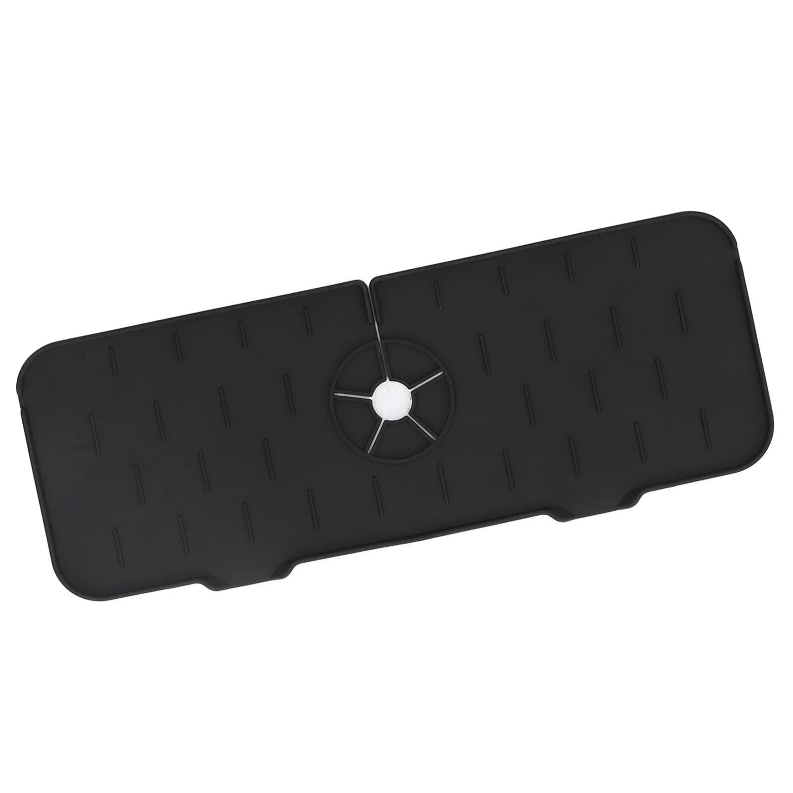 Haofy Silicone Faucet Mat - Absorbent, Washable Sink Countertop Water Catcher for Kitchen & Bathroom - Protects Surfaces from Water Damage (61x14cm, Black) - Perfect for Spill Prevention Under Faucets & Soap Dispensers