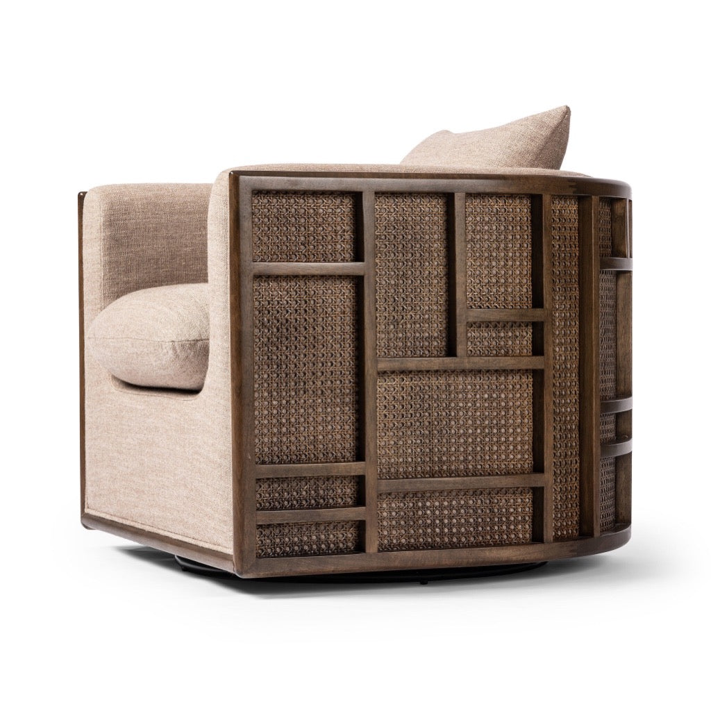 June Swivel Chair - Modern Ergonomic Office Chair with 360° Rotation, Alcala Fawn Fabric - Perfect for Home Office, Gaming & Workspace Comfort