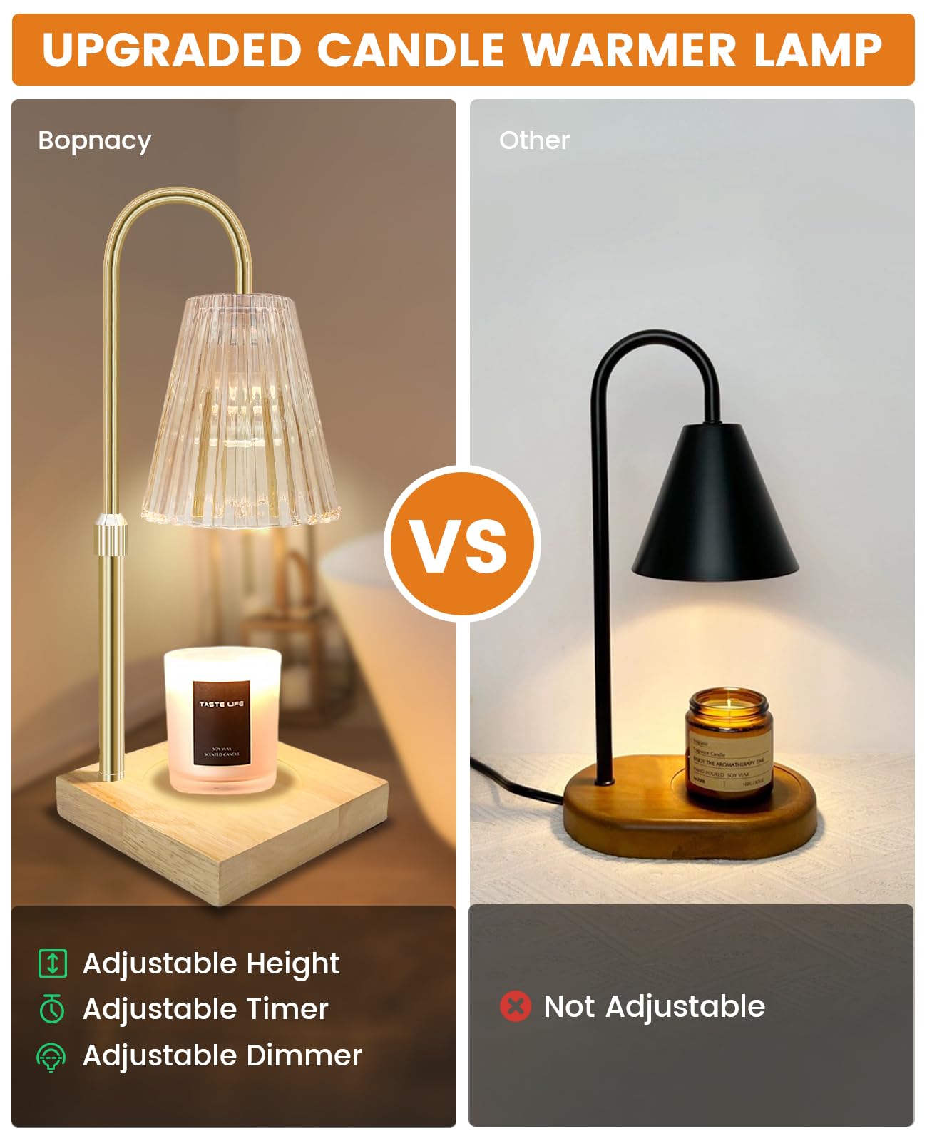 Candle Warmer Lamp with Timer & Dimmer - Adjustable Height Wax Melt Warmer for Jar Candles | Perfect for Bedroom Decor, Home Fragrance & Mother's Day Gifts | Creates Cozy Ambiance for Relaxation, Romantic Dinners & Spa Nights