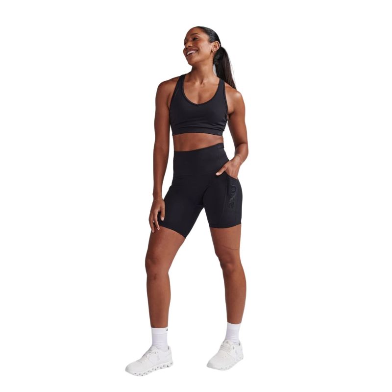 2XU Women's High Rise Compression Shorts - Form Stash for Running, Yoga & Workouts - Moisture Wicking & Supportive Activewear
