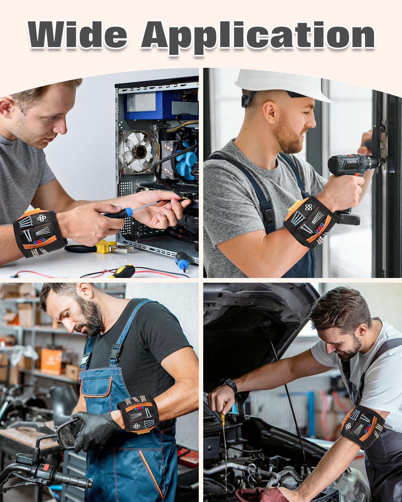 Magnetic Wristband Tool Belt - 5 Strong Magnets for Screws & Nails | DIY & Workshop Use