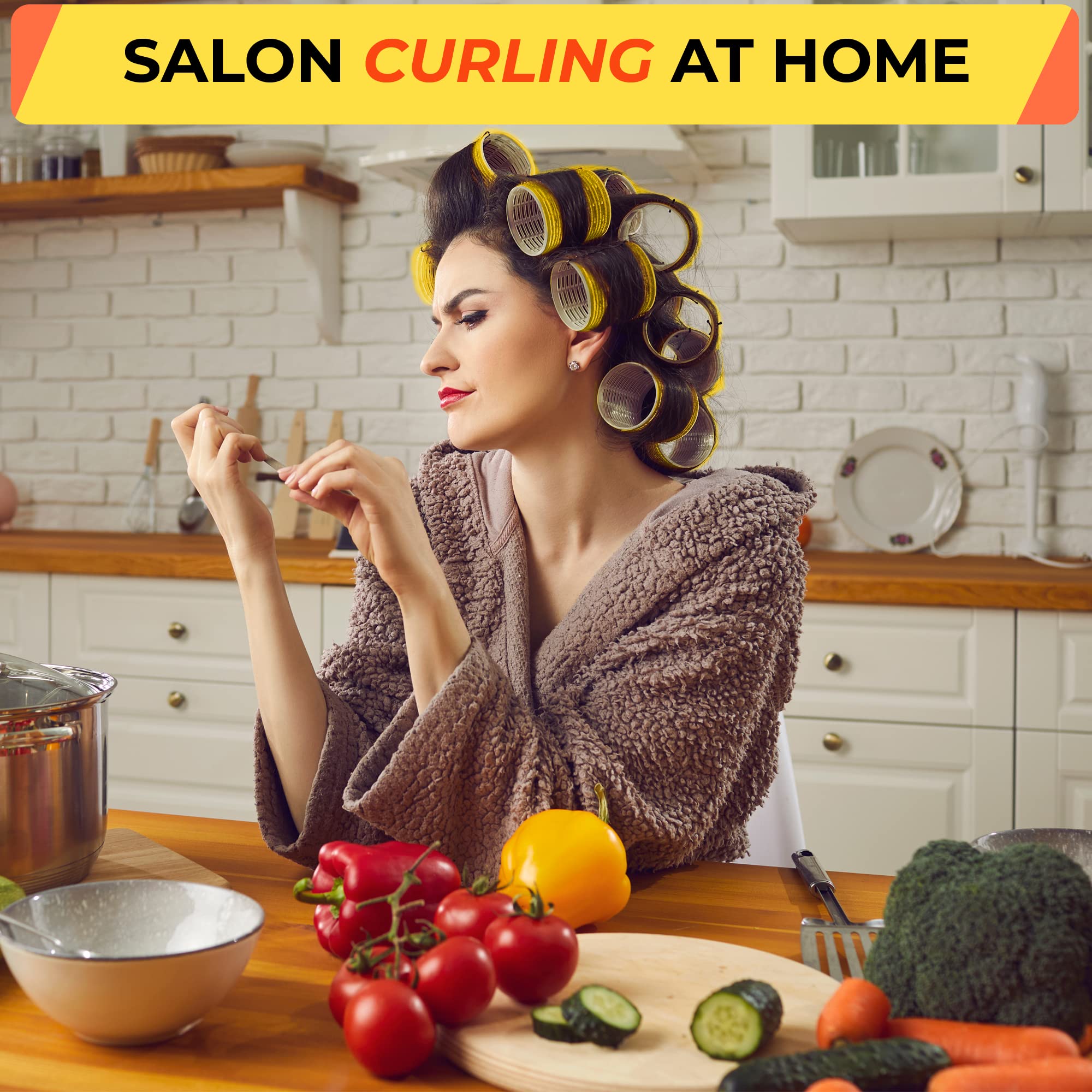 Large Hair Rollers with Clips - Self Grip Jumbo Curlers for Voluminous Hair, 18 Pack (3 Sizes: 6PCS Each) + 12 Hair Clips - Perfect for Home Salon, Styling, and Creating Big Curls