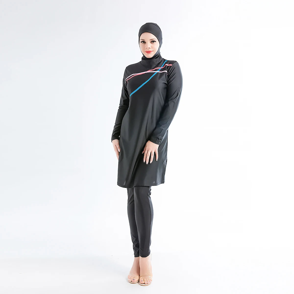 3PCS Women's Printed Hijab Long Sleeve Burkini Swimwear Set - Modest Swimwear for Muslim Women - Perfect for Beach, Pool & Water Sports