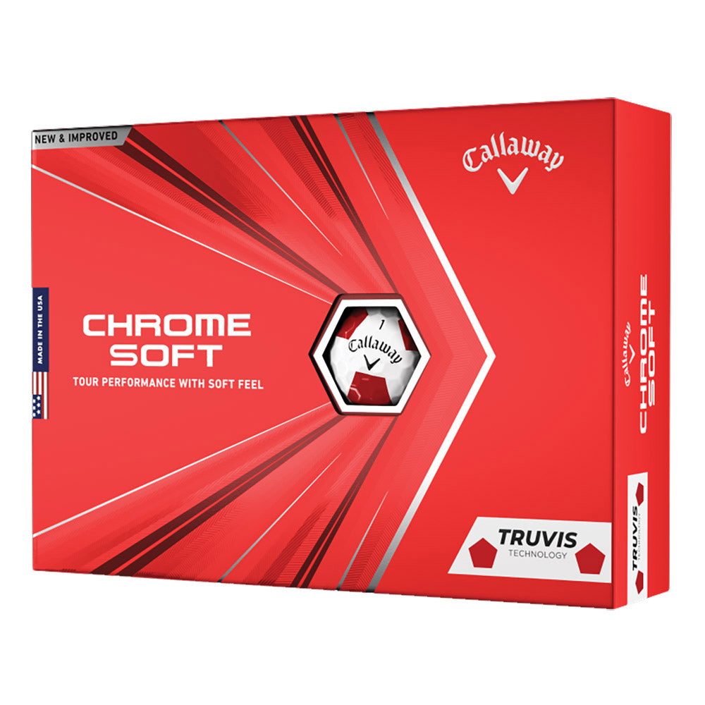 Callaway Chrome Soft Truvis Red Golf Balls - 12 Pack | High Performance Golf Balls for Distance & Control | Perfect for Tournament Play & Practice Rounds