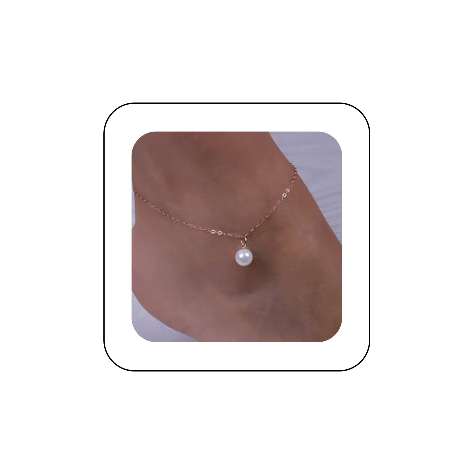 Boho Pearl Pendant Ankle Bracelet for Women - White Pearl Drop Anklet, Vintage Minimalist Foot Chain Jewelry - Perfect for Beach Weddings, Summer Outfits & Boho Fashion Accessories
