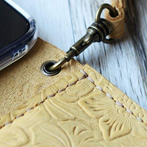 Genuine Leather Wristlet Case for iPhone 16/16 Pro Max/16 Plus/15/15 Pro Max/14 Pro/13 Mini/12/SE - Premium Tooled Design (Model 408H, Tan) - Perfect for Everyday Use, Travel & Hands-Free Convenience