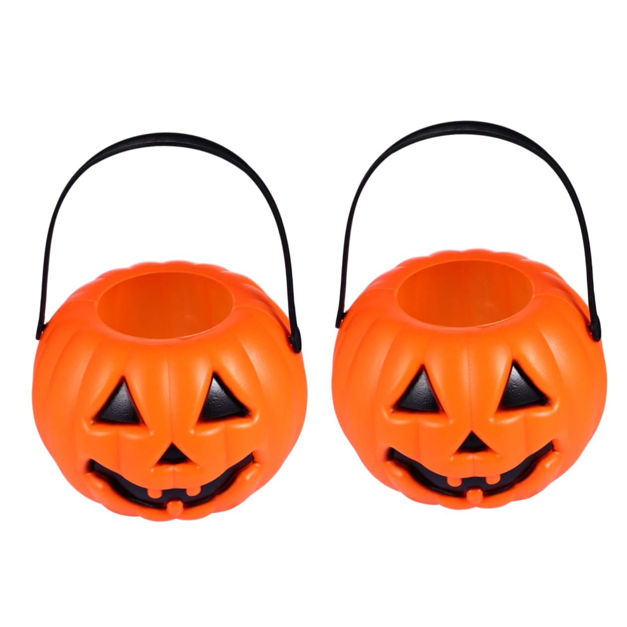 UPKOCH 2-Pack Large Halloween Pumpkin Buckets - Plastic Candy Containers, Party Lanterns & Decor for Trick or Treat, Home Decor, and Halloween Role Play Accessories