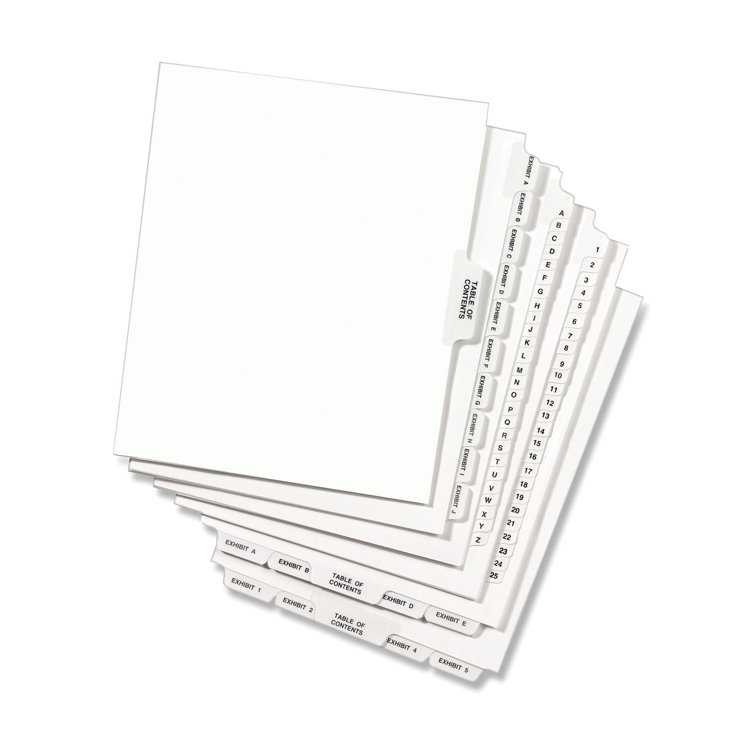 Avery Style Preprinted Legal Bottom Tab Dividers - 26 Tabs, Exhibit J, 11 x 8.5 Inches, White, 25/Pack - Perfect for Court Documents, Legal Files, and Office Organization