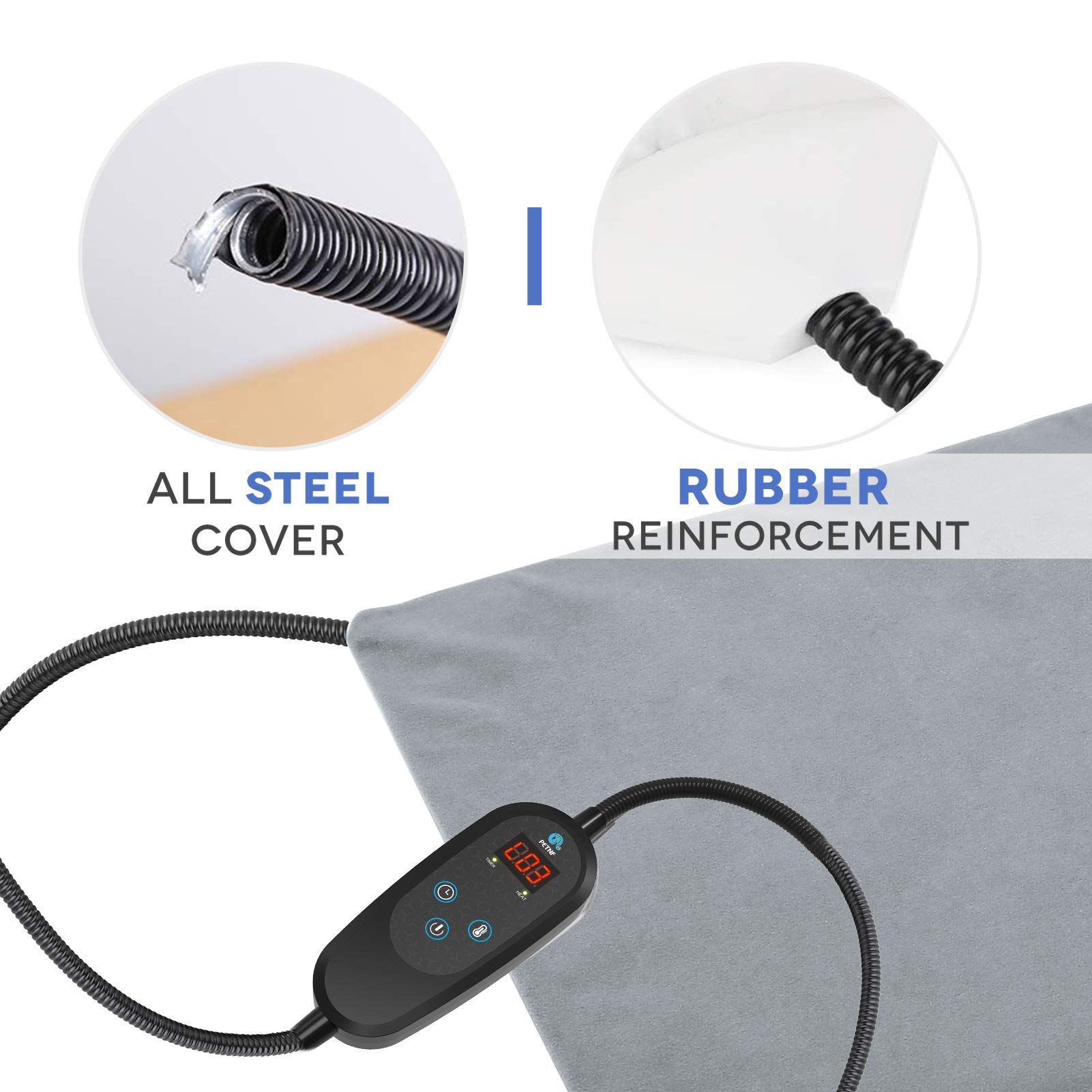 Adjustable Temperature Pet Heating Pad - Waterproof Electric Heated Dog Bed with Timer for Small/Medium/Large Dogs & Cats | Indoor Use for Winter Warmth, Arthritis Relief & Puppy Comfort