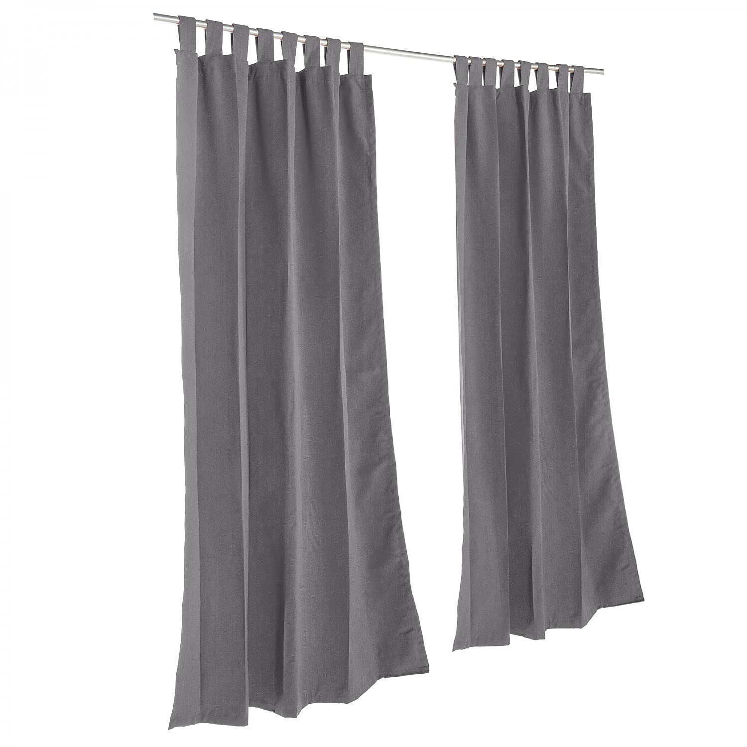 DFO Charcoal Sunbrella Outdoor Curtain with Tabs - 108 Inch Long - Waterproof & UV Resistant for Patio, Deck, and Poolside Privacy