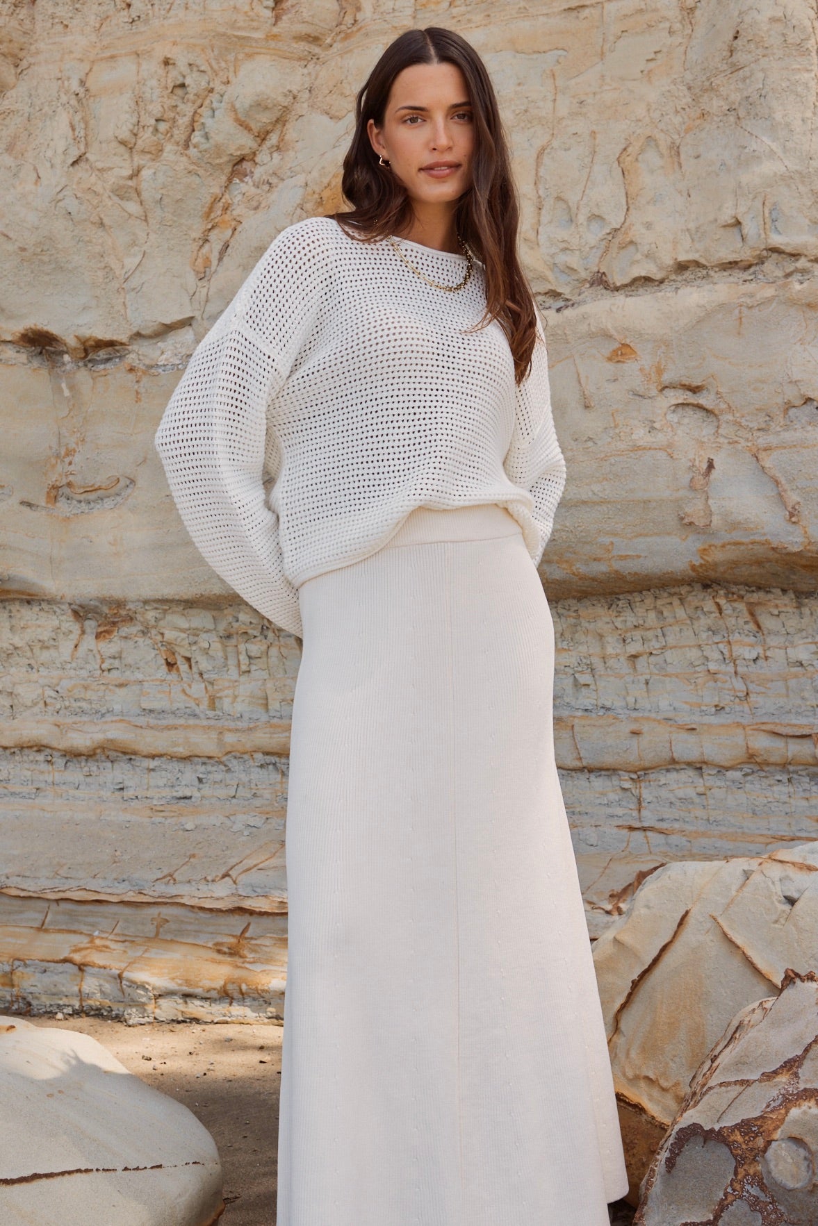 Dawn Ivory Crochet Knit Jumper Sweater for Women - Soft Chunky Handmade Pullover - Perfect for Fall, Winter & Cozy Home Wear