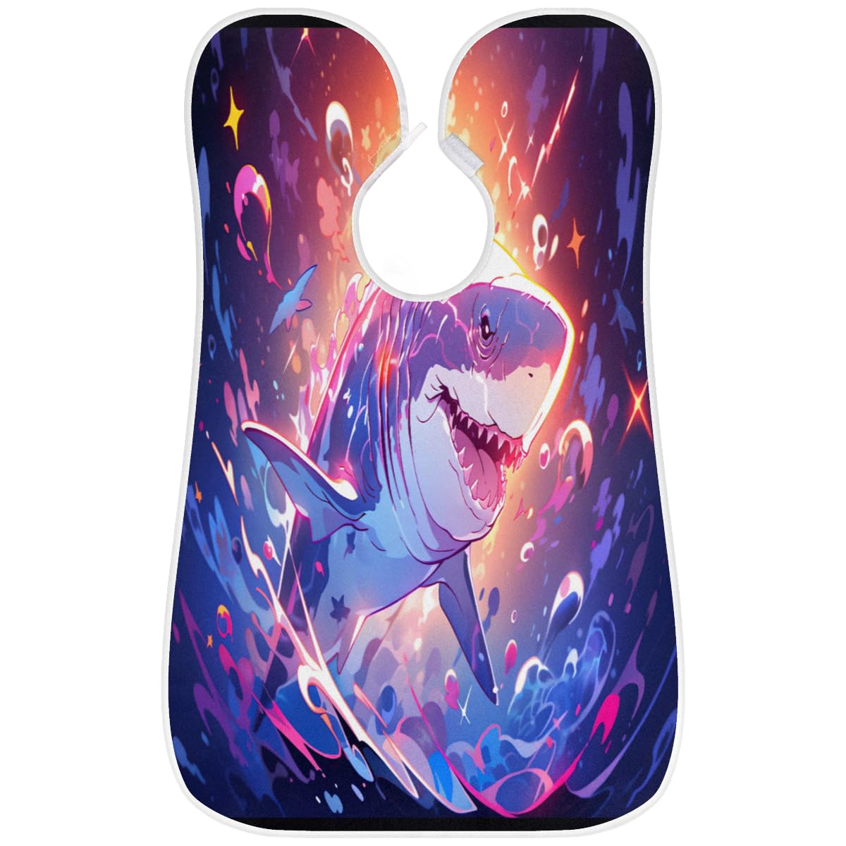 Waterproof Cartoon Shark Shaving Bib for Men & Women - Hair Dye Apron, Barber Cape for Haircut, Beard Trimming & Makeup - Sink Protector & Artist Accessory (Great Gift for Barbers & Stylists) - Perfect for Home Grooming, Salon Use & DIY Hair Coloring