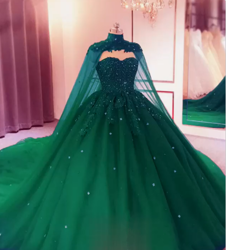 Elegant Gothic Black Wedding Dress with Crystal Appliques & Detachable Cape - Ball Gown for 2025 Brides | Perfect for Gothic Weddings, Vampire-Themed Parties & Formal Evening Events