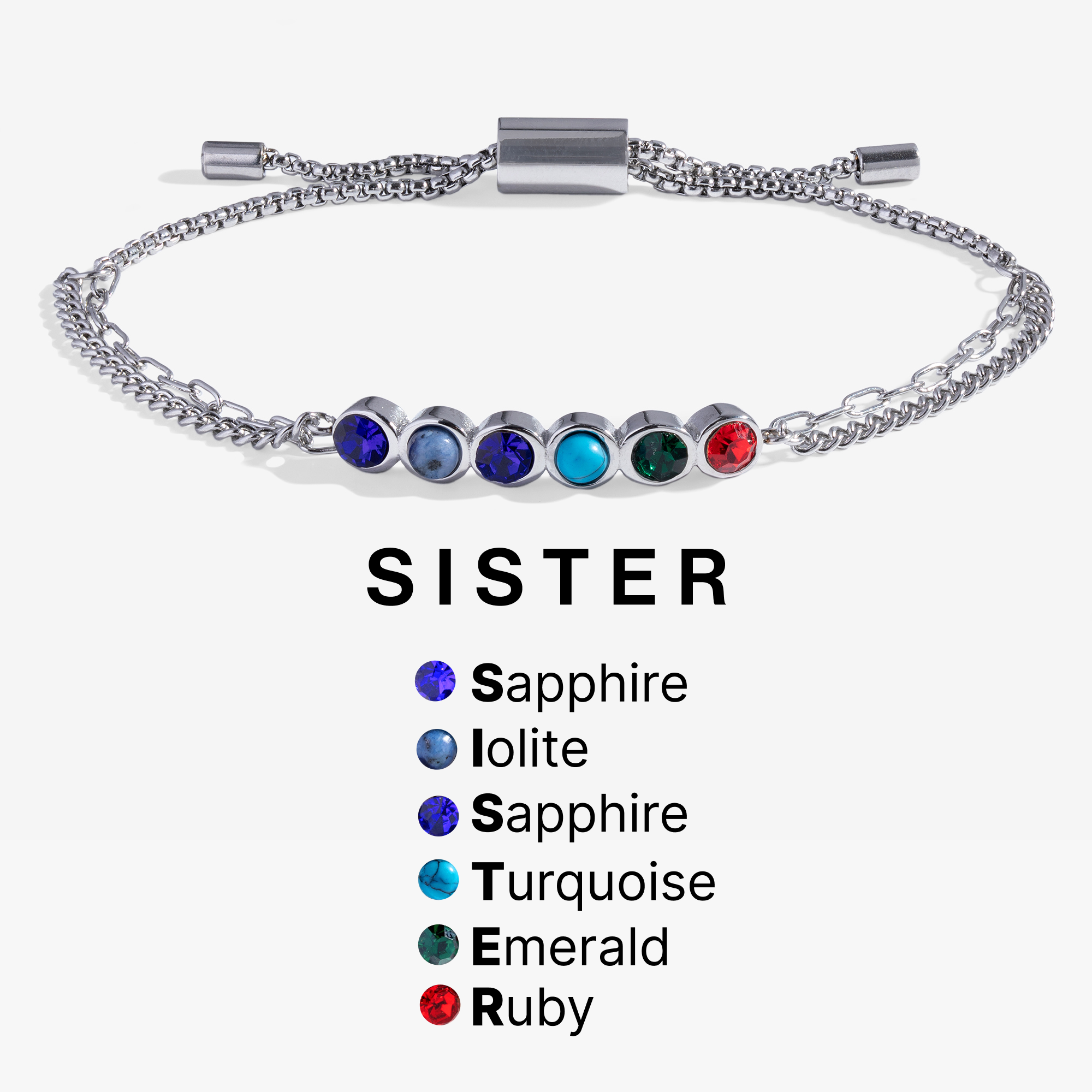Sister Acrostic Bolo Bracelet - Hidden Message Jewelry Gift for Sisters - Perfect for Birthdays, Anniversaries & Sister Appreciation Gifts