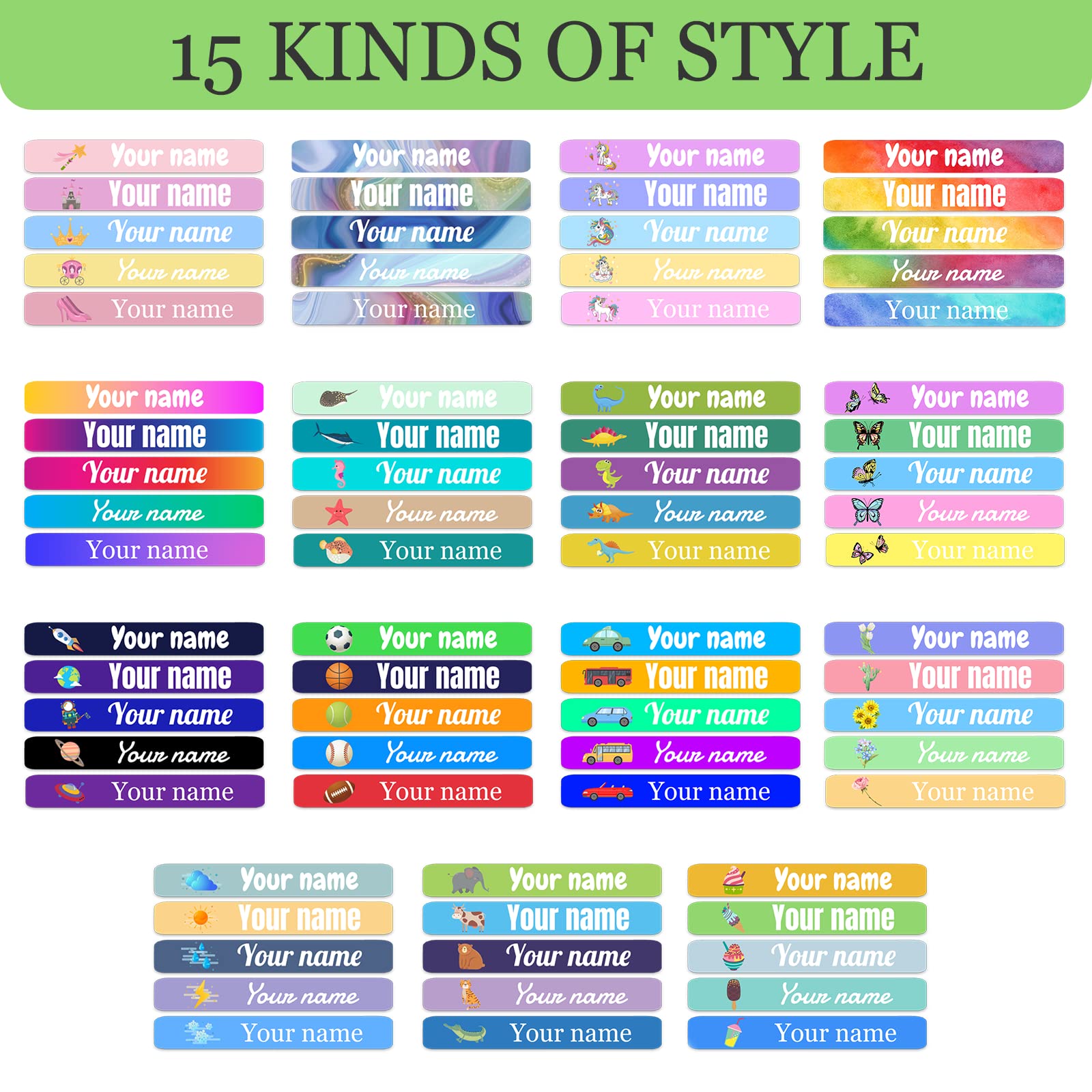 100PCS Personalized Name Labels for Kids - Custom Text Waterproof Stickers for School Supplies, Notebooks, Pencils & Bottles - Perfect for Organizing Backpacks, Lunchboxes & Daycare Items