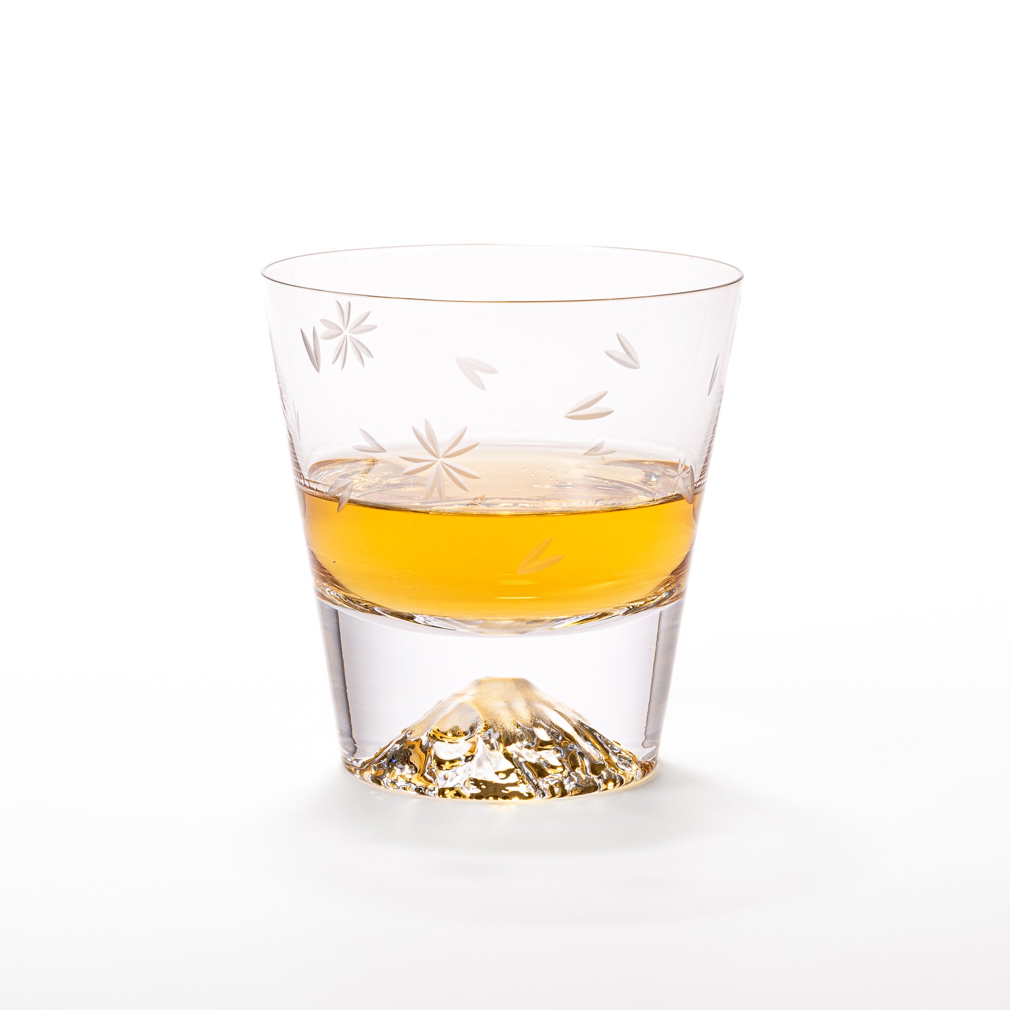 Tajima Mount Fuji Whiskey Glass Set - Japanese Cherry Blossom Design Rocks Glasses for Bourbon, Scotch & Cocktails - Perfect for Home Bar, Gifts & Japanese Culture Enthusiasts