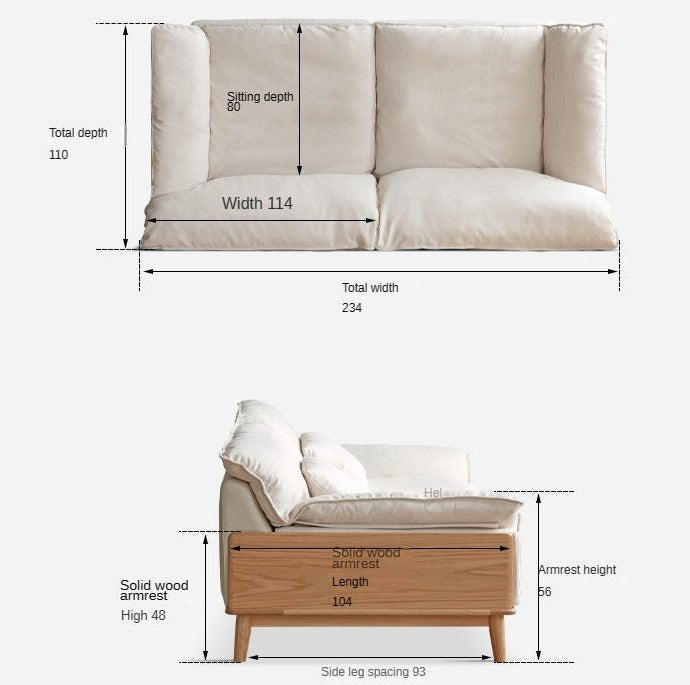 Premium Oak Solid Wood Sofa with High-Tech Fabric & Cotton Linen Finish - Modern Living Room Furniture for Home & Office Comfort