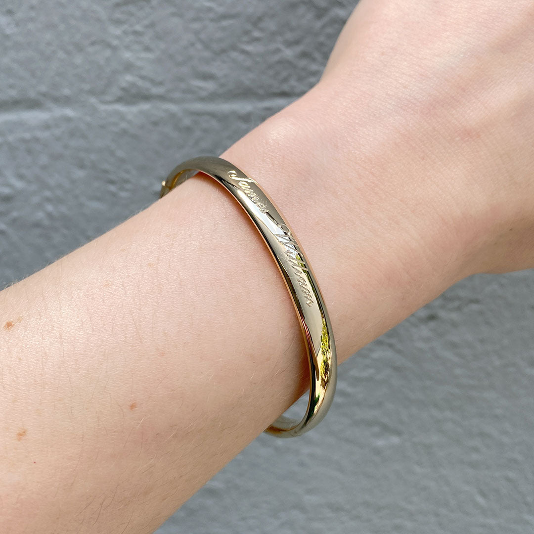 14K Gold Filled 6mm Plain Bangle Bracelet - Elegant Minimalist Jewelry for Women, Perfect for Everyday Wear, Gifts & Special Occasions