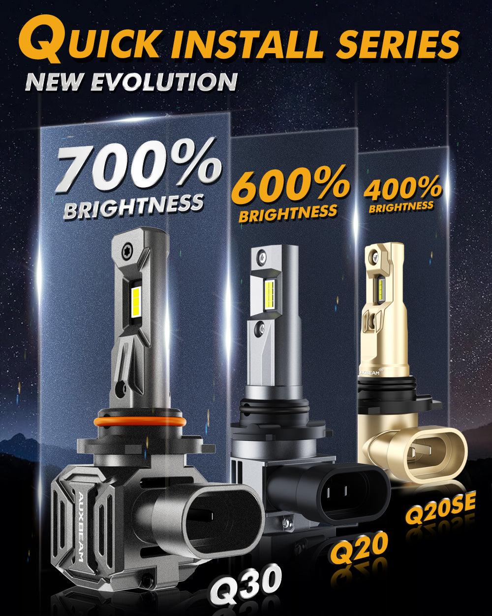 9006/HB4 LED Headlight Bulbs - Q30 Series 110W 24000LM 6500K Cool White - Brightest Wireless Headlight Conversion Kit (2 Bulbs) - Perfect for Night Driving & Foggy Conditions