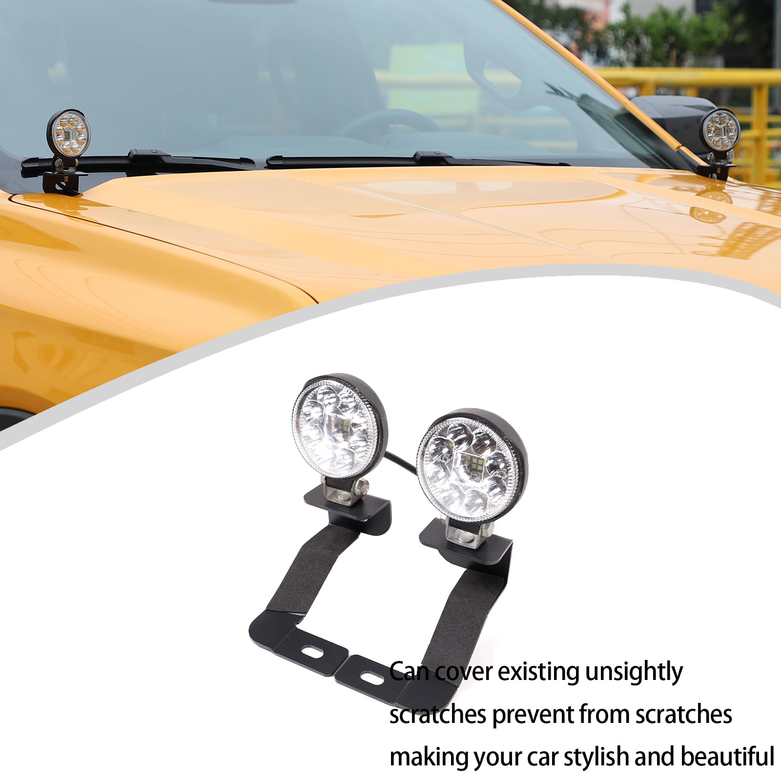 Ford Ranger 2015-2025 Hood Hinge Ditch Light Mount Brackets - Offroad Hood Pod Work Light Brackets for 2023-2025 Models | Perfect for Off-Roading, Night Driving & Work Lighting