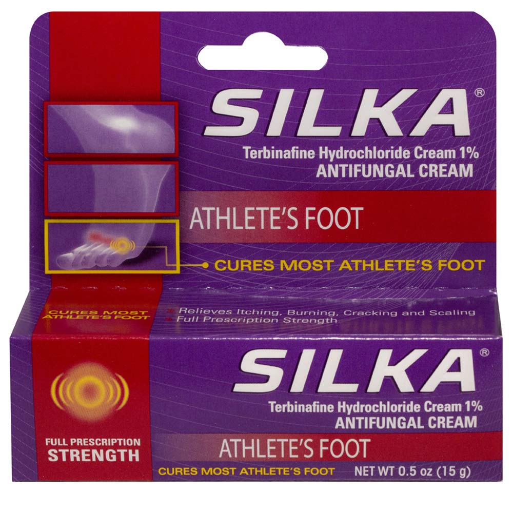 Silka Terbinafine HCl 1% Athlete's Foot Cream - 0.5 oz | Fast-Acting Antifungal Treatment for Itching, Burning & Cracked Skin | Perfect for Gym, Pool & Locker Room Use