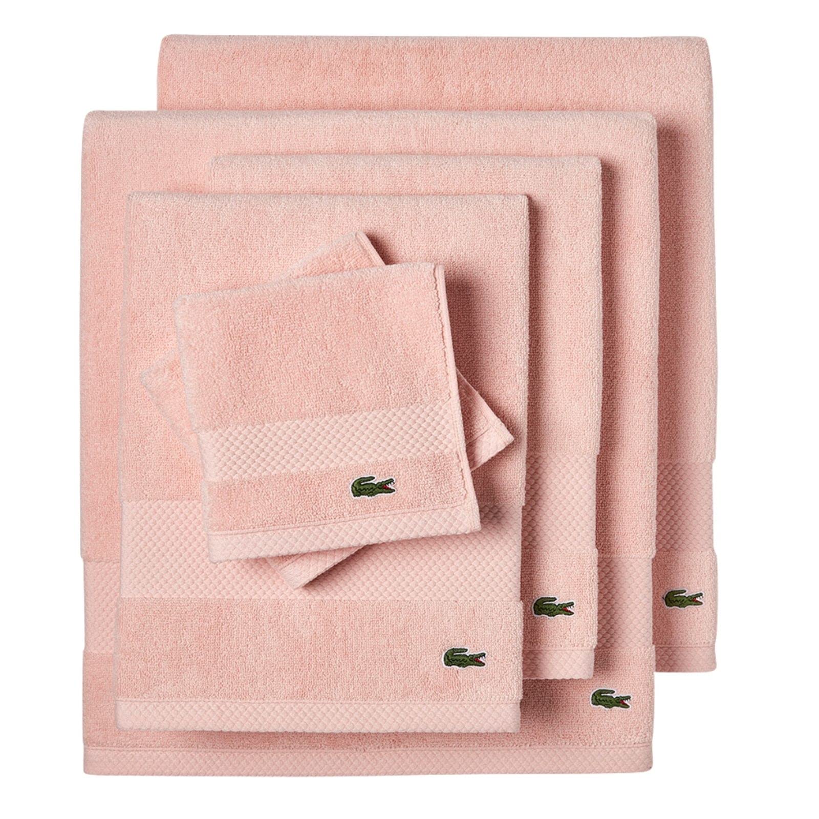 Premium Lacoste Heritage Supima Cotton 6-Piece Bath Towel Set - 2 Bath Towels, 2 Hand Towels & 2 Washcloths - Ultra Soft Light Pink Luxury Towels for Spa, Hotel & Home Bathroom Essentials