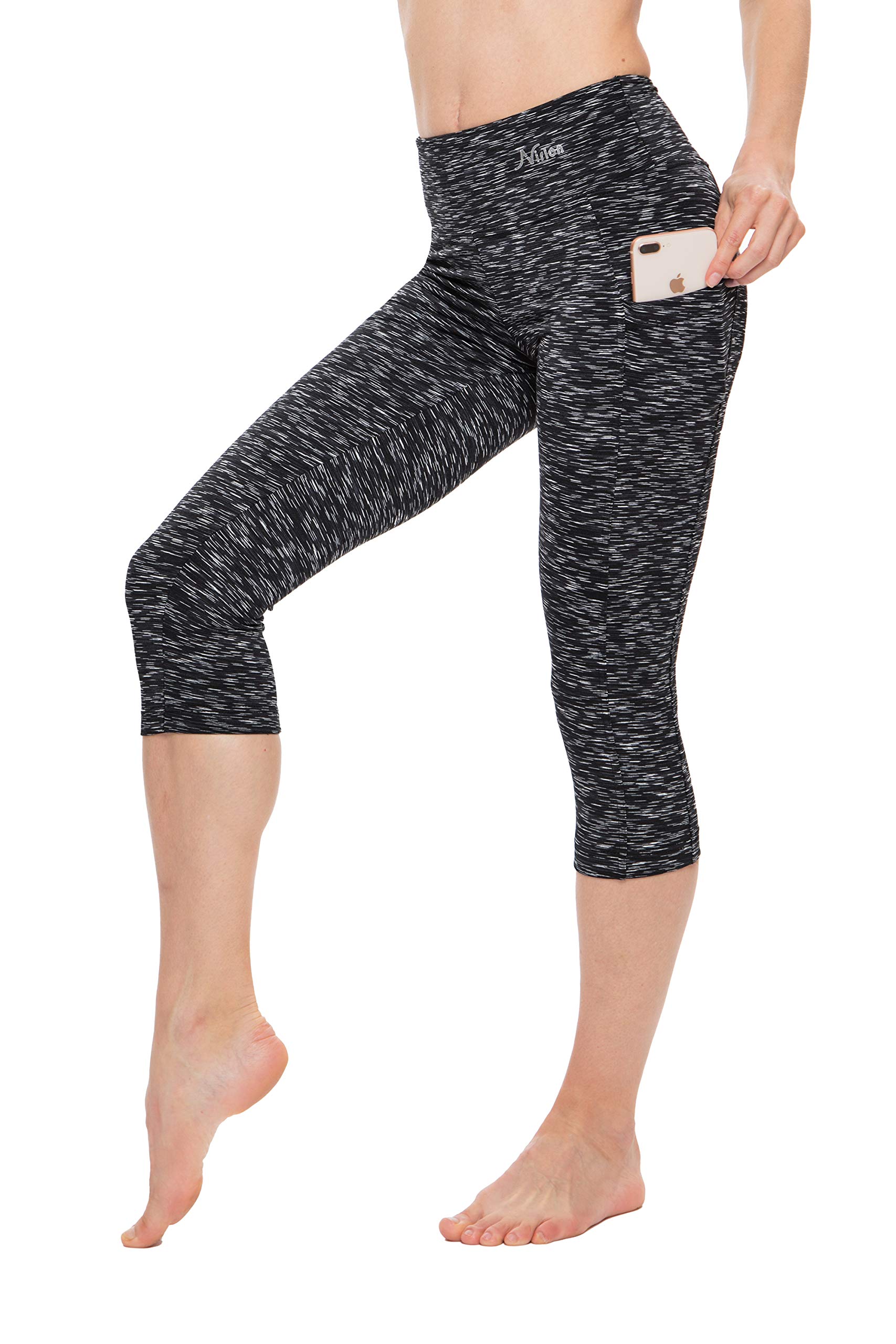 Breathable High Waisted Capri Leggings for Women with Pockets - Nirlon Workout Yoga Running Leggings - Perfect for Gym, Travel & Everyday Wear
