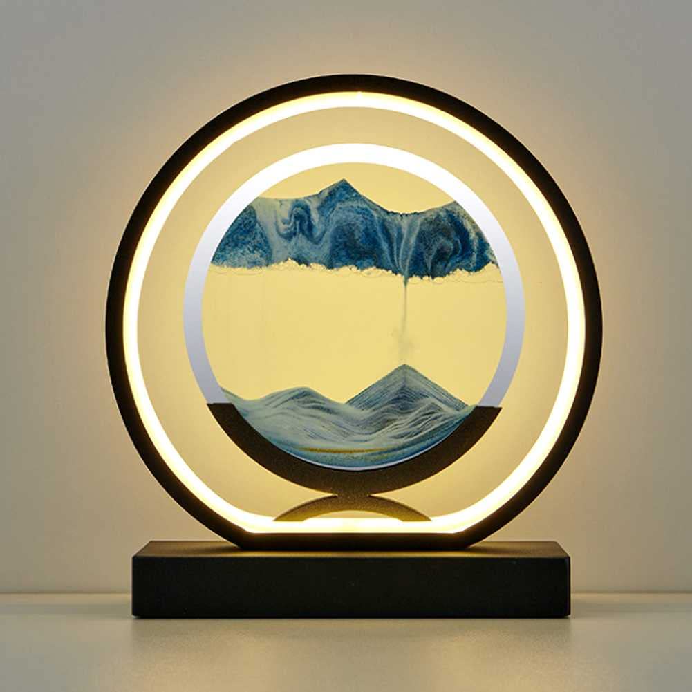3D Deep Sea Sand Art Moving Sand Picture - Round Glass Flowing Sand Frame for Home, Office & Desktop Decoration | Kids & Adults Relaxing Sandscape Art Display | Perfect for Stress Relief, Meditation & Coastal-Themed Decor