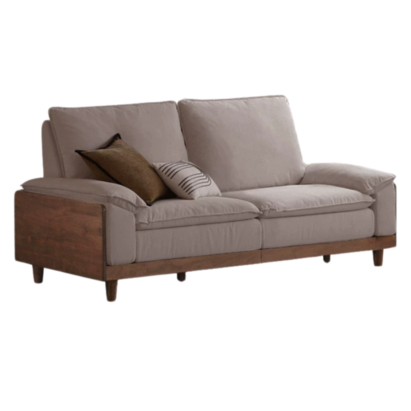 Premium Black Walnut & Ash Solid Wood High Back Sofa - Modern Farmhouse Living Room Furniture for Comfortable Seating & Relaxation - Perfect for Home, Office, or Lounge Areas