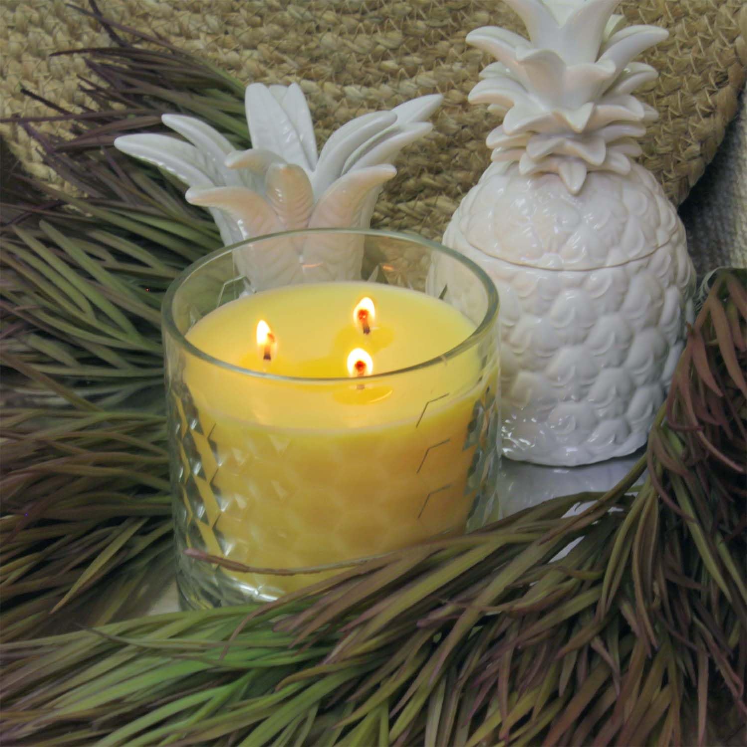 Habersham Polynesian Pineapple 3-Wick Scented Candle - 40 Hour Burn Time, Long-Lasting Fragrance, Soy Wax Blend in 12.5oz Glass Jar - Perfect for Home Decor, Relaxation & Gift Giving