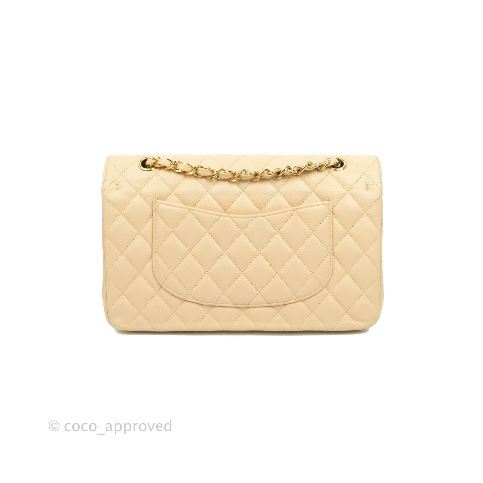 Chanel Classic Medium Double Flap Bag in Beige Caviar Leather with Gold Hardware - Luxury Designer Handbag for Women, Perfect for Work, Evening Events & Special Occasions