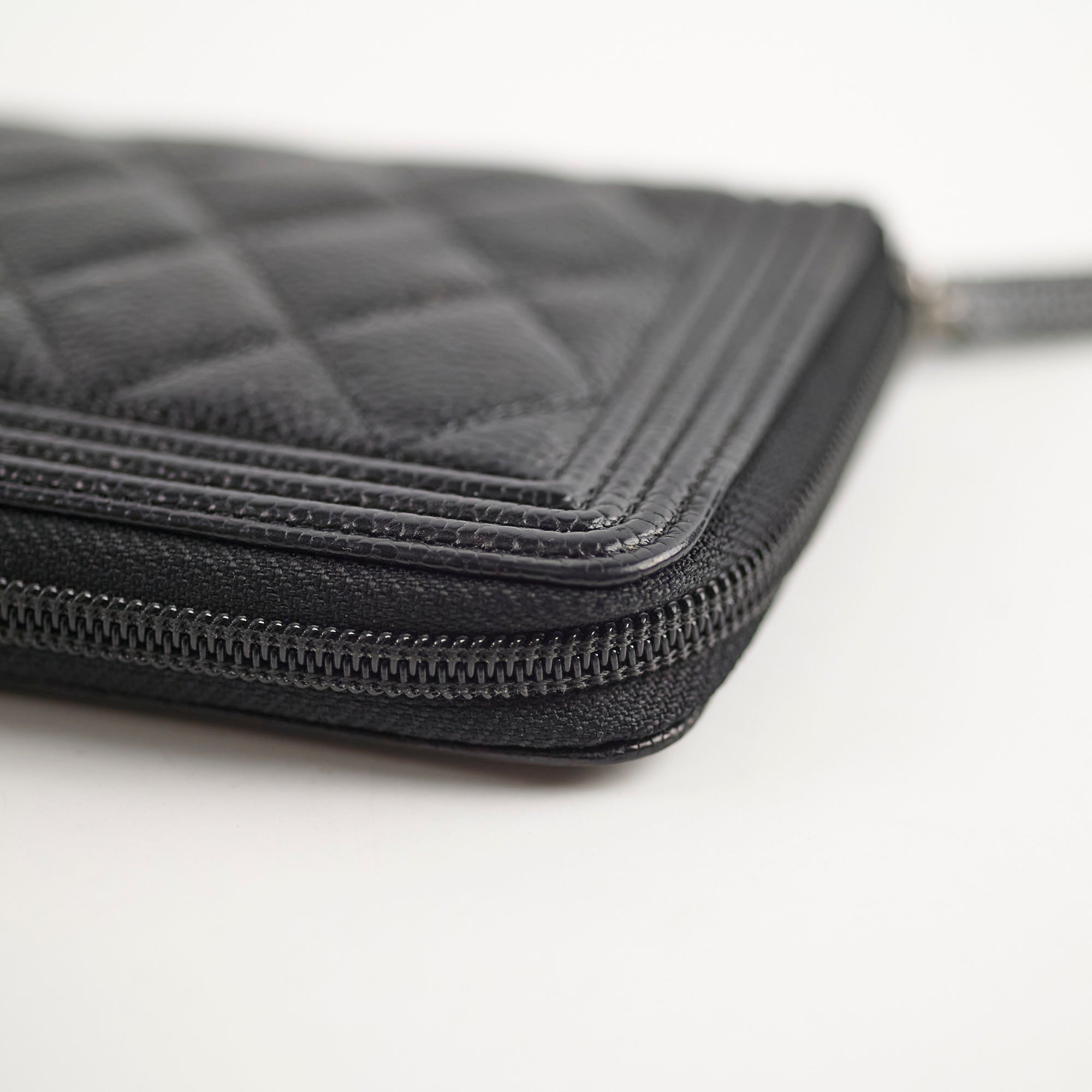 Chanel Boy Caviar Leather Long Wallet for Women - Black Luxury Designer Clutch with Card Slots - Perfect for Everyday Use, Parties & Special Occasions