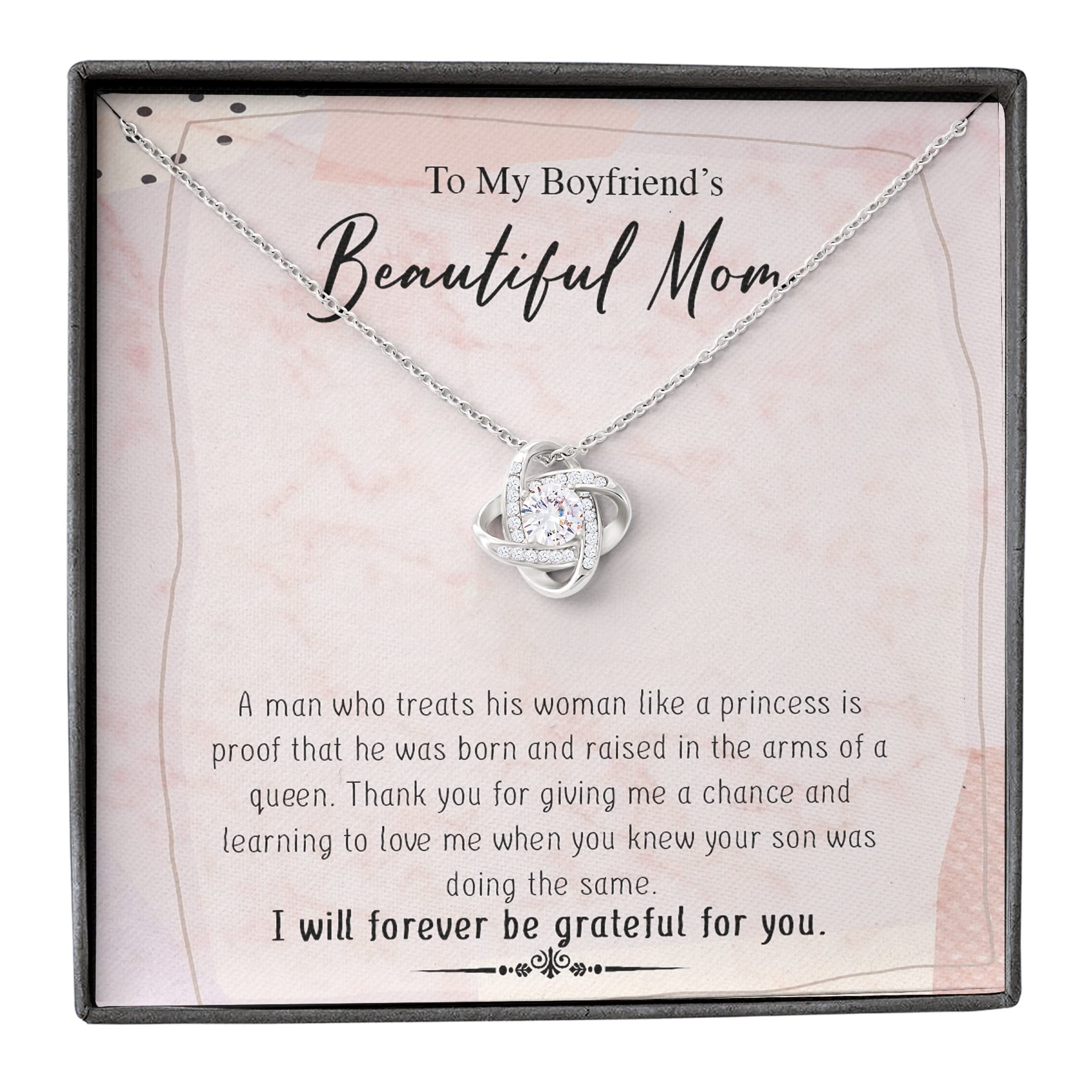 To My Boyfriend's Mom Necklace - Sterling Silver Jewelry Gift for Boyfriend's Mother | Thoughtful Present for Mother's Day, Birthday, Christmas, Thanksgiving & Valentine's Day | Perfect for Special Occasions & Heartfelt Moments