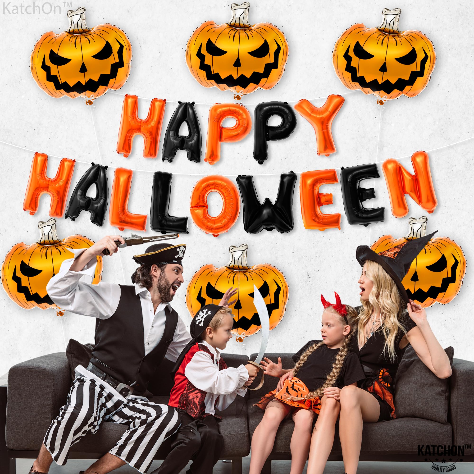 KatchOn Happy Halloween Balloons Decorations - Pack of 20 | Jack O Lantern & Spooky Pumpkin Balloons for Halloween Party Decor | Perfect for Home, Yard, and Classroom Halloween Celebrations