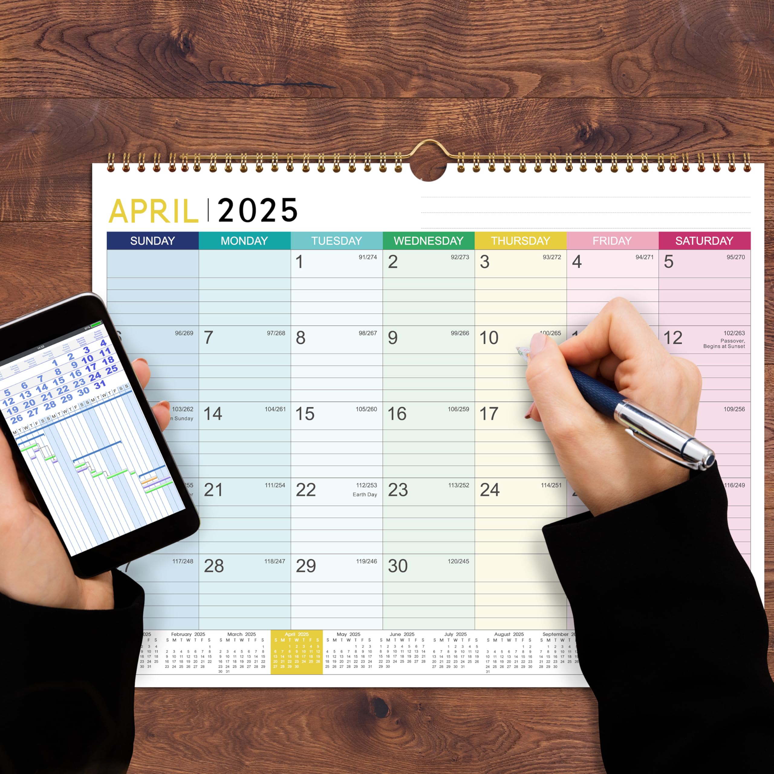 2025-2026 Wall Calendar with Hanging Hook | 18-Month Planner from March 2025 to August 2026 | Thick Paper 15
