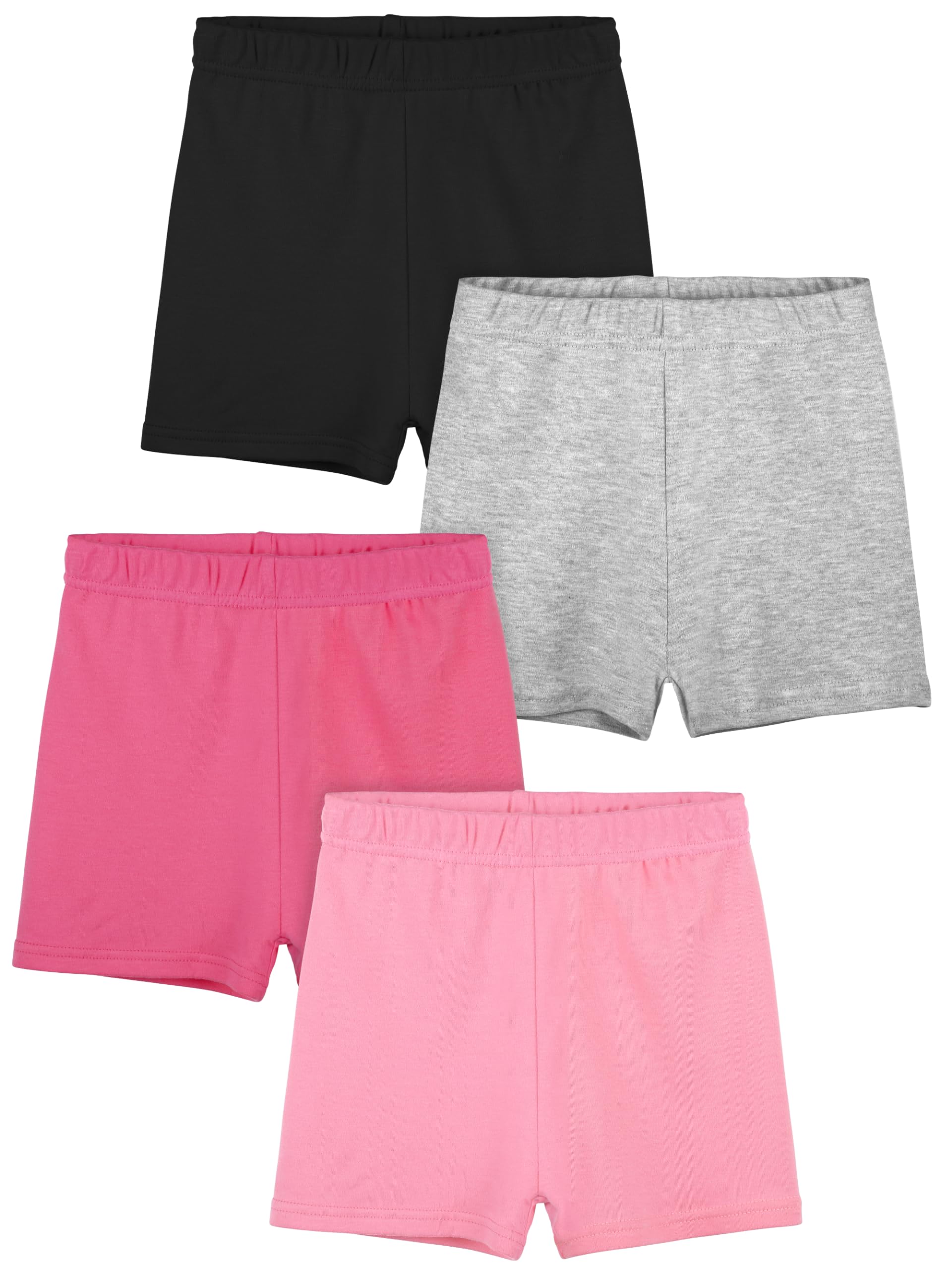 Resinta 4 Pack Toddler Girls Cotton Bike Shorts - Soft Breathable Under Dress Shorts for Play, Dance & Cartwheels - Stretchy Safety Shorts for Toddler Girls (Ages 2-6) - Perfect for Daycare, Playdates & Ballet Class