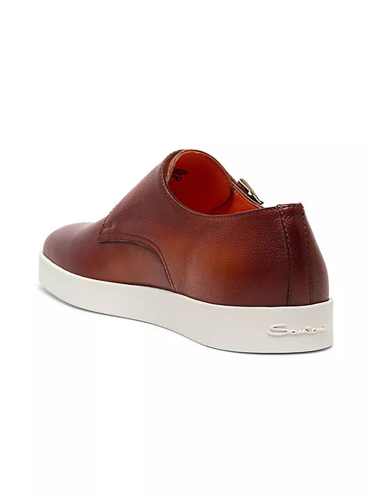 SANTONI DK Brown Monk Strap Casual Shoes for Men - Stylish & Comfortable Dress Shoes for Office, Business, and Formal Occasions