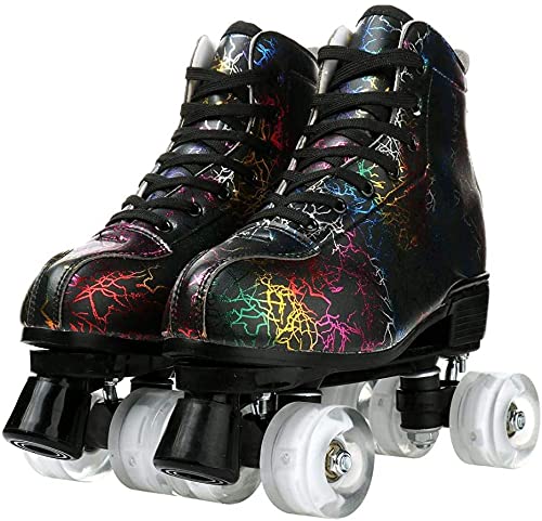 Classic Quad Artistic Roller Skates for Adults & Kids - Premium Suede Leather Indoor/Outdoor Skates for Rink, Park & Street Skating