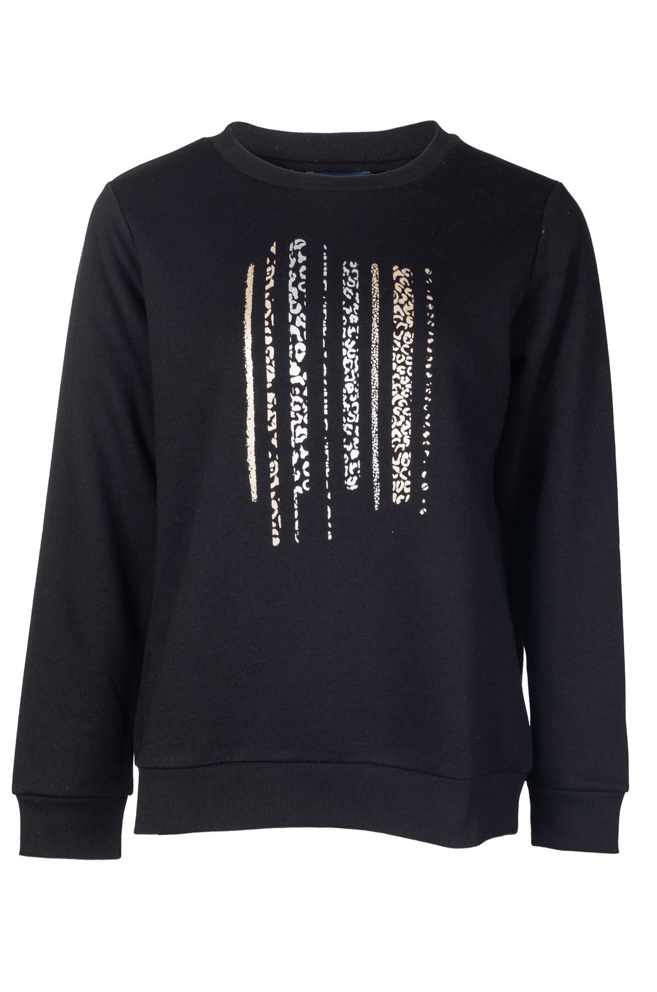 Trendy Black Foil Animal Print Sweatshirt 3393B1 - Perfect for Casual Wear, Street Style & Everyday Comfort