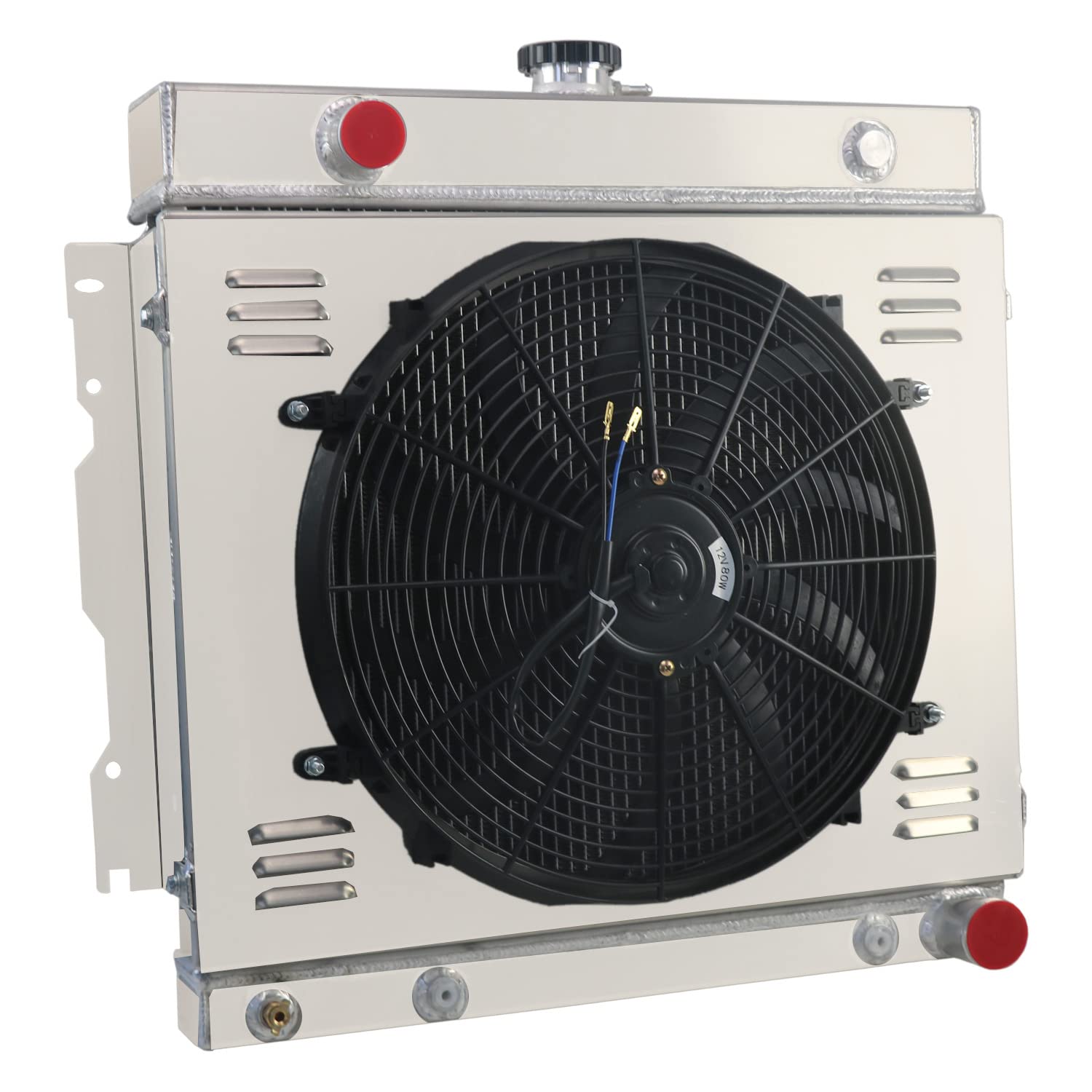 3 Rows Aluminum Radiator Shroud Fan for 1972-1979 Dodge Plymouth Van D100 D200 B100 PB100 - Heavy Duty Replacement Radiator for Improved Engine Cooling & Performance - Perfect for Classic Car Restoration & Hot Weather Driving