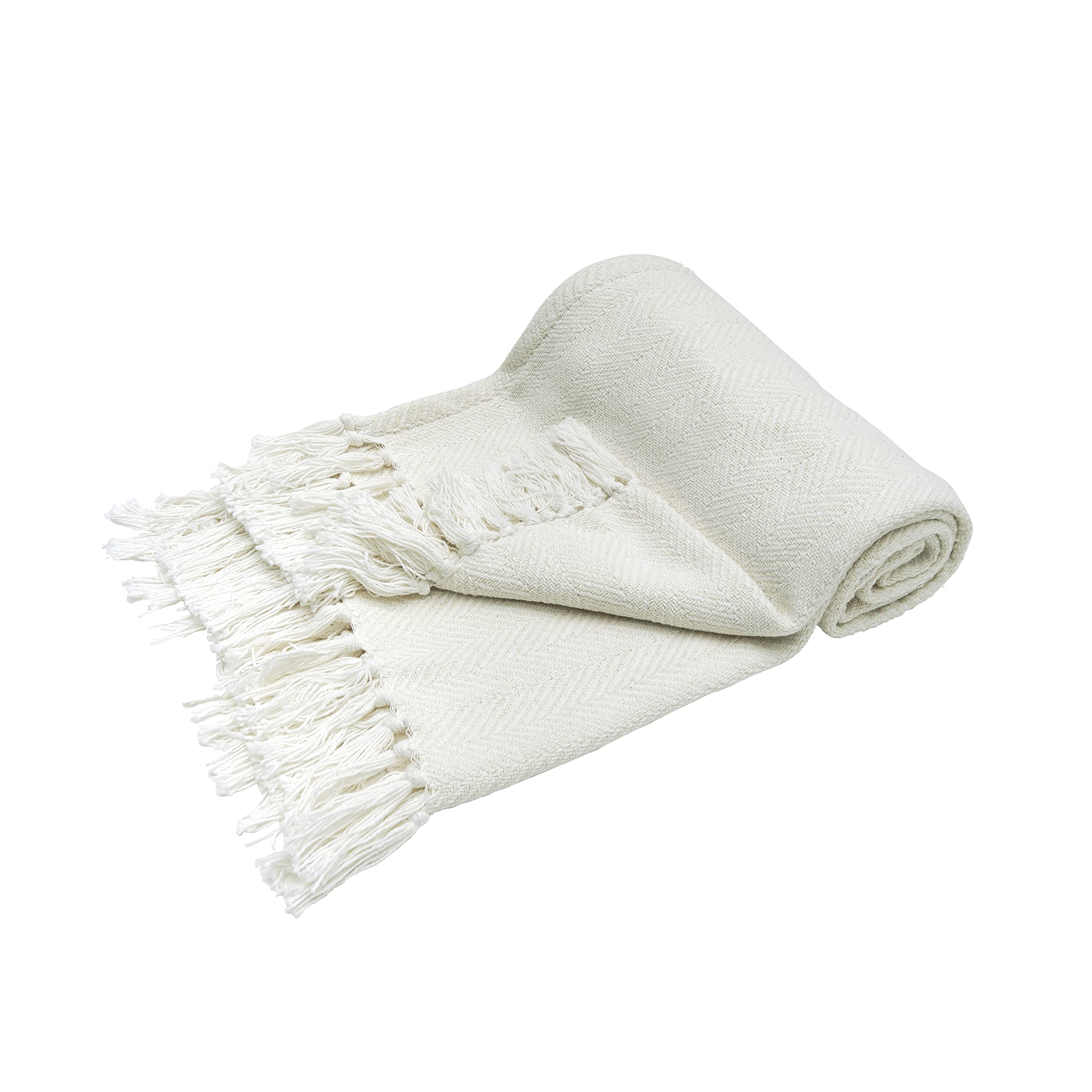 Tabor Soft White Solid Throw Blanket - Ultra Cozy 50x60 Inch Blanket for Couch, Sofa & Bed - Perfect for Living Room, Bedroom & Winter Snuggling