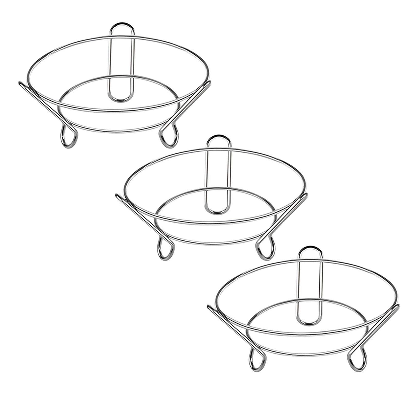 3PCS Stainless Steel Round Pot Rack Set - Thickened Double-Layer Heat Resistant & Non-Slip Wok Holder - Multi-Functional Kitchen Organizer for Cooking, Frying & Baking (Color: Silver) - Perfect for Stovetop, Countertop & Cabinet Storage