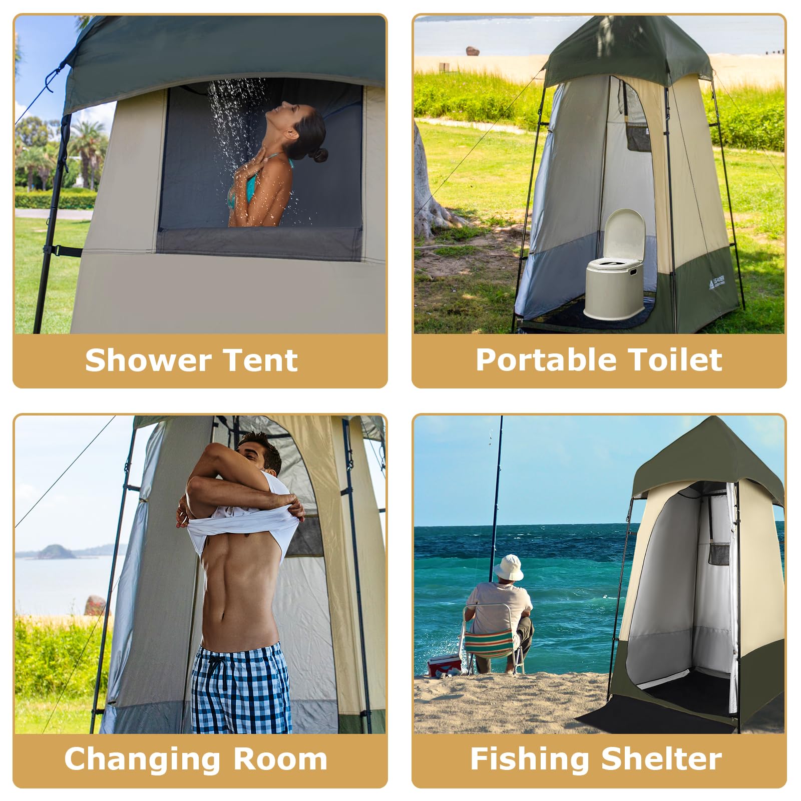 6.9 FT Portable Camping Shower Tent - Outdoor Privacy Changing Room for Camping, Toilet & Shower - Ideal for Beach, Hiking & Outdoor Adventures