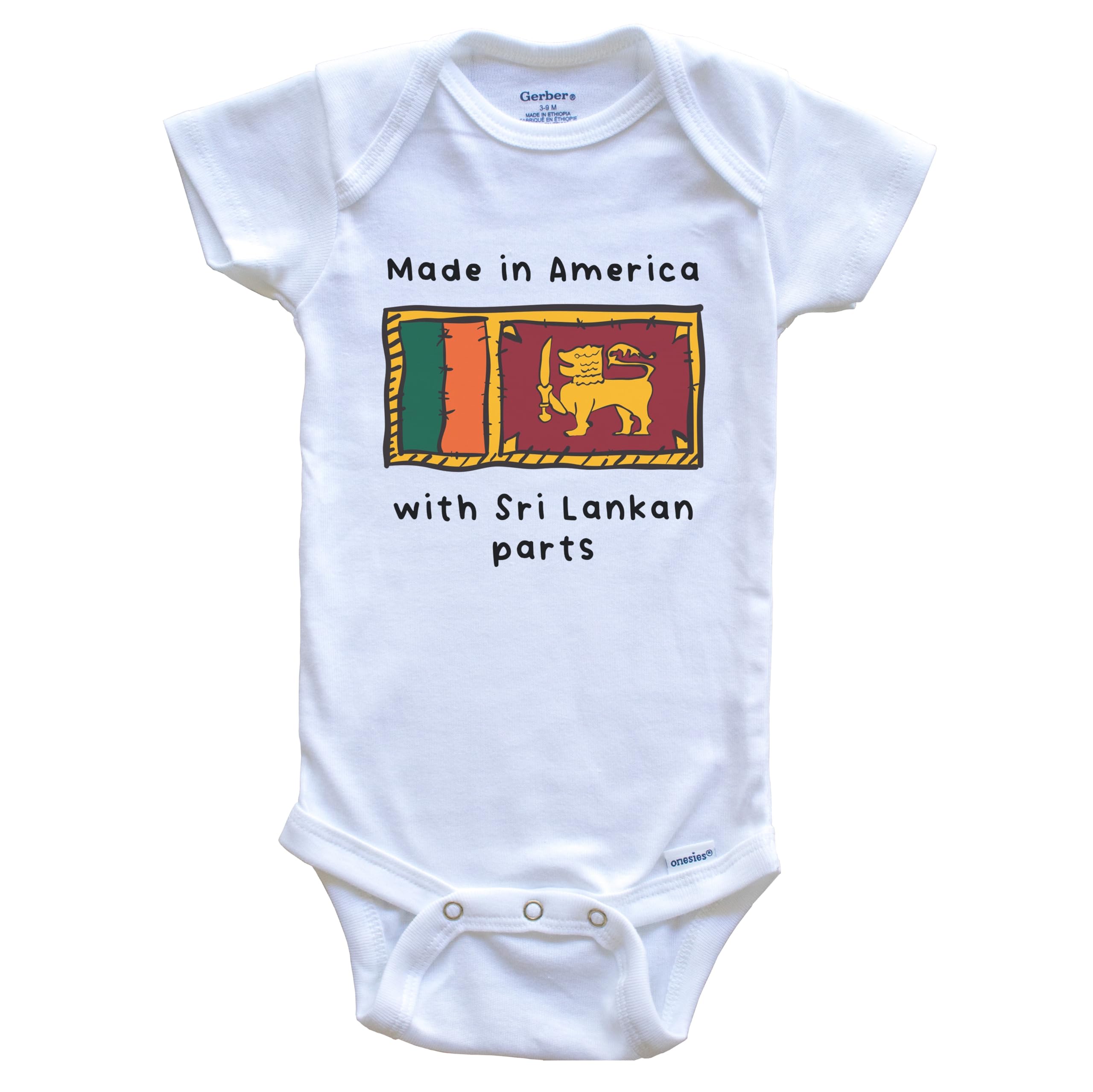 American-Made Sri Lanka Flag One-Piece Baby Bodysuit - Soft Cotton Infant Bodysuit for Boys & Girls - Perfect for Cultural Events, Family Gatherings & National Pride Celebrations