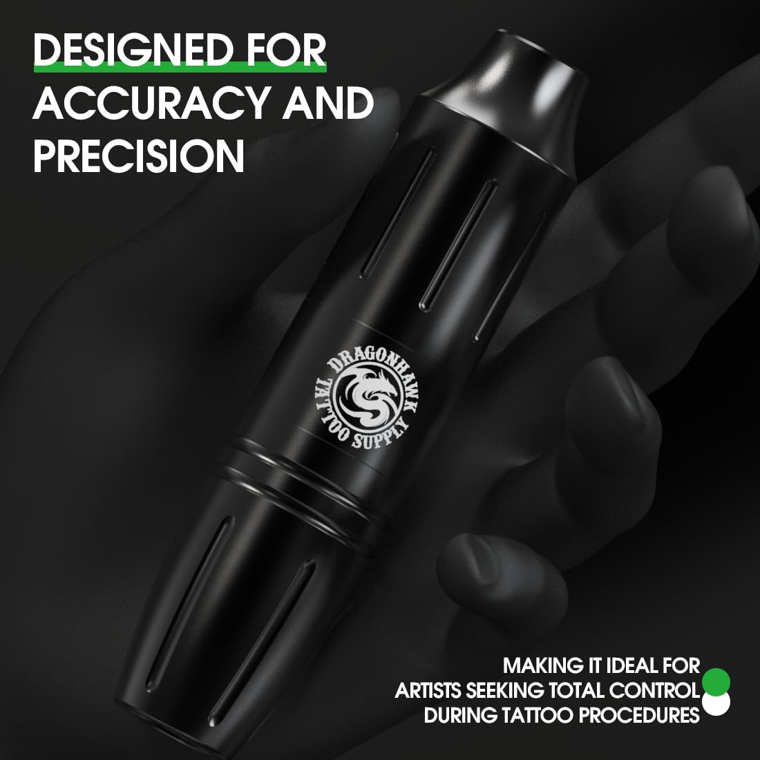 Dragonhawk Wireless Tattoo Kit with 2 Batteries - Professional Cordless Tattoo Machine Pen Set for Beginners - Complete Tattoo Starter Kit with Coreless Motor - Perfect for Home Tattoo Practice & Professional Studio Use